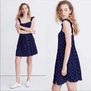 Madewell Ruffle Strap Button Down Polka Dot Dress Size 0
